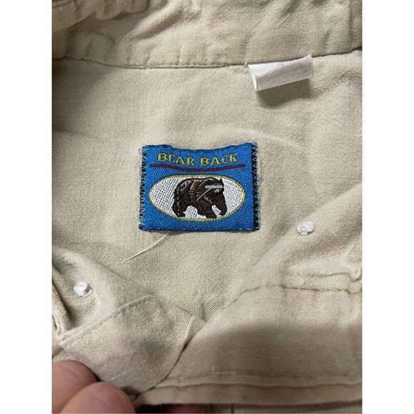 Bear Back Buckmaster Button Down Men's Medium Tan Short Sleeve Shirt A18 - Picture 3 of 7